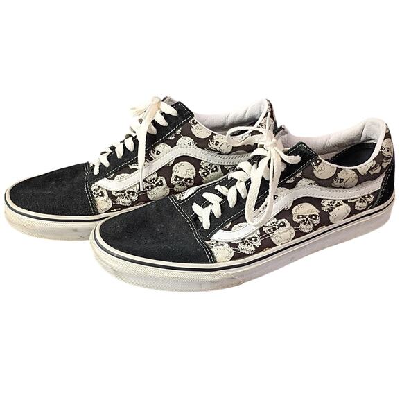 Vans Old School Skulls Black White Sneakers Sz 10.5 Glow in the Dark - Picture 1 of 16